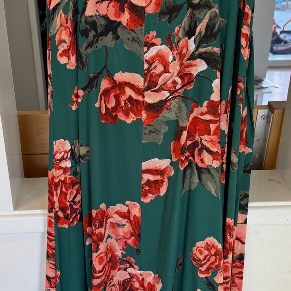 Lulus Floral Flirtation Dark Green Floral Print Wrap Maxi Dress - Size L - Picture 8 of 9